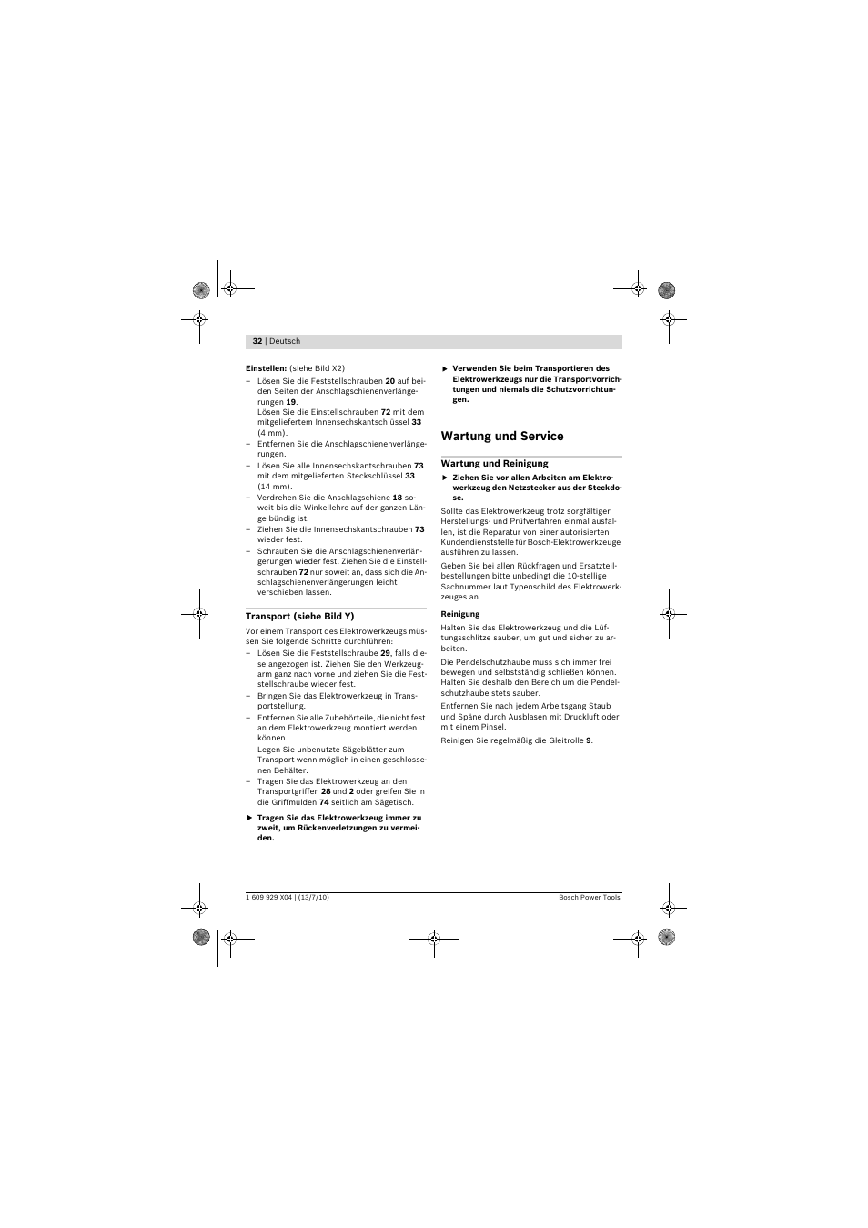 Wartung und service | Bosch GCM 10 SD Professional User Manual | Page 32 / 630