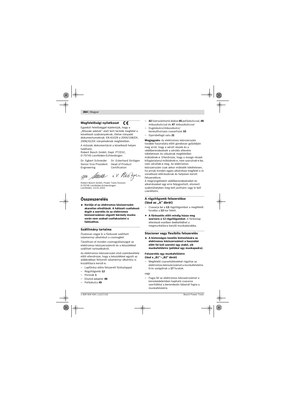 Összeszerelés | Bosch GCM 10 SD Professional User Manual | Page 364 / 630