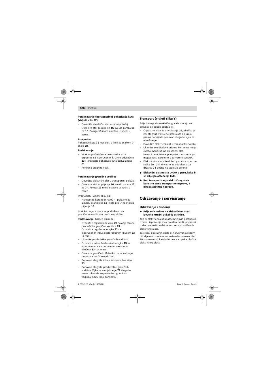 Održavanje i servisiranje | Bosch GCM 10 SD Professional User Manual | Page 528 / 630