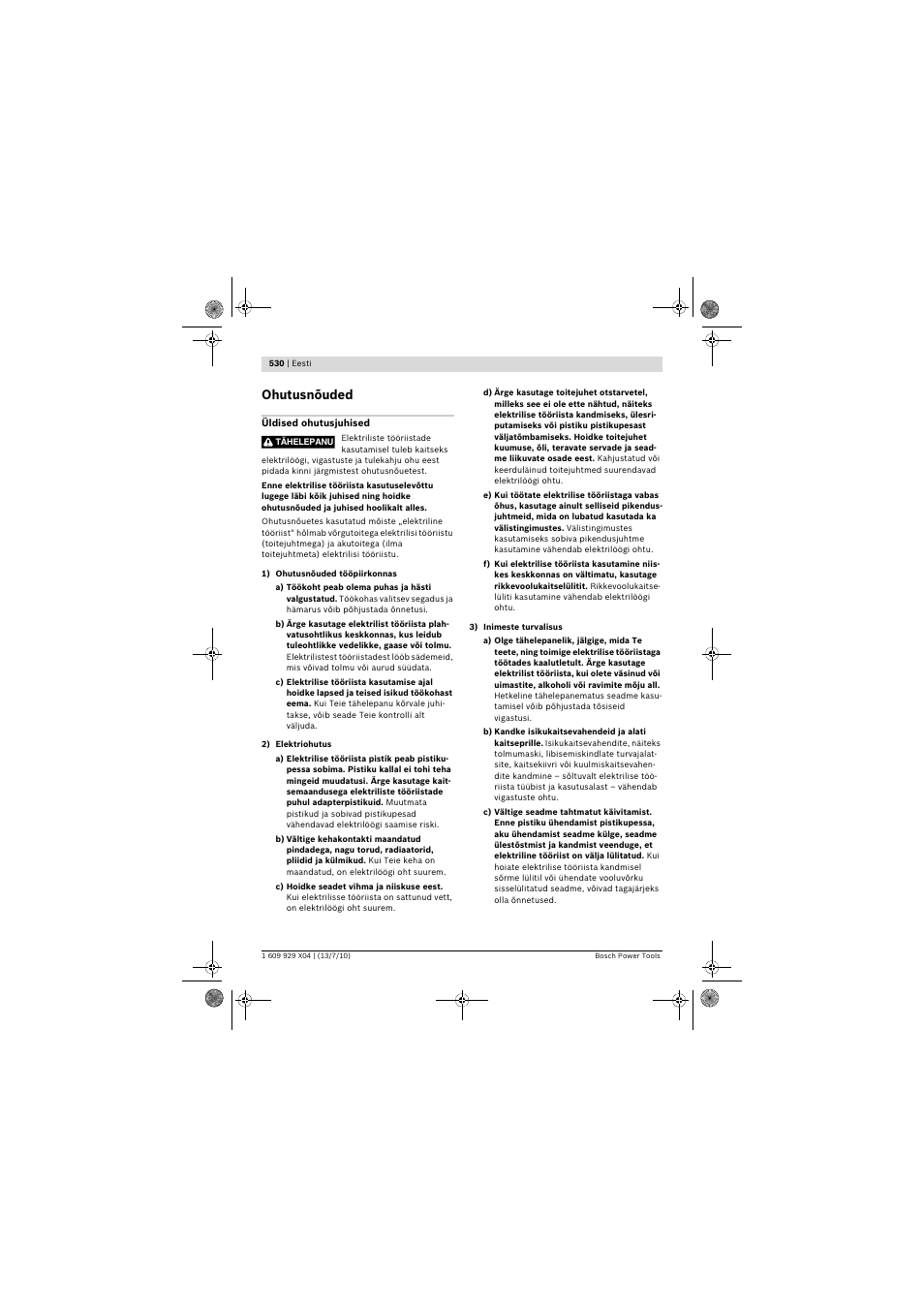 Ohutusnõuded | Bosch GCM 10 SD Professional User Manual | Page 530 / 630