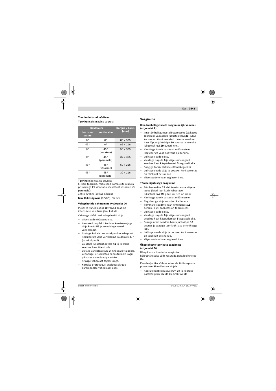 Bosch GCM 10 SD Professional User Manual | Page 543 / 630