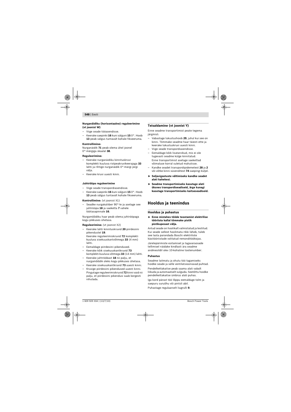 Hooldus ja teenindus | Bosch GCM 10 SD Professional User Manual | Page 548 / 630