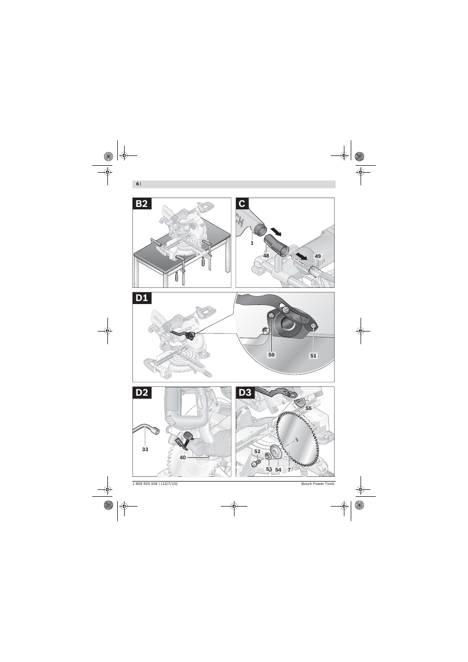 B2 c d1 d2 | Bosch GCM 10 SD Professional User Manual | Page 6 / 630
