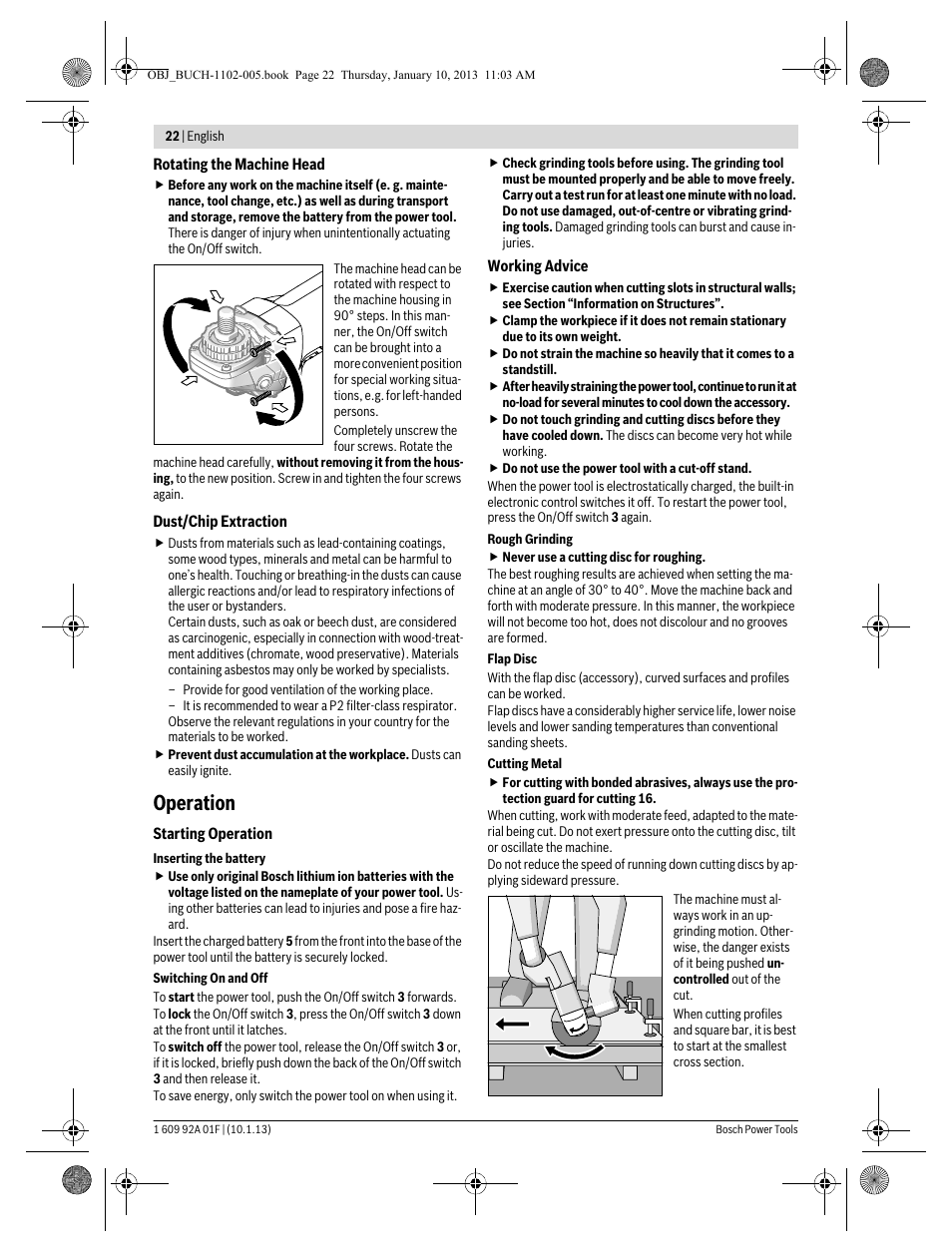 Operation | Bosch GWS 18-125 V-LI Professional User Manual | Page 21 / 285