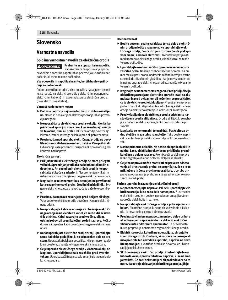 Slovensko, Varnostna navodila | Bosch GWS 18-125 V-LI Professional User Manual | Page 217 / 285