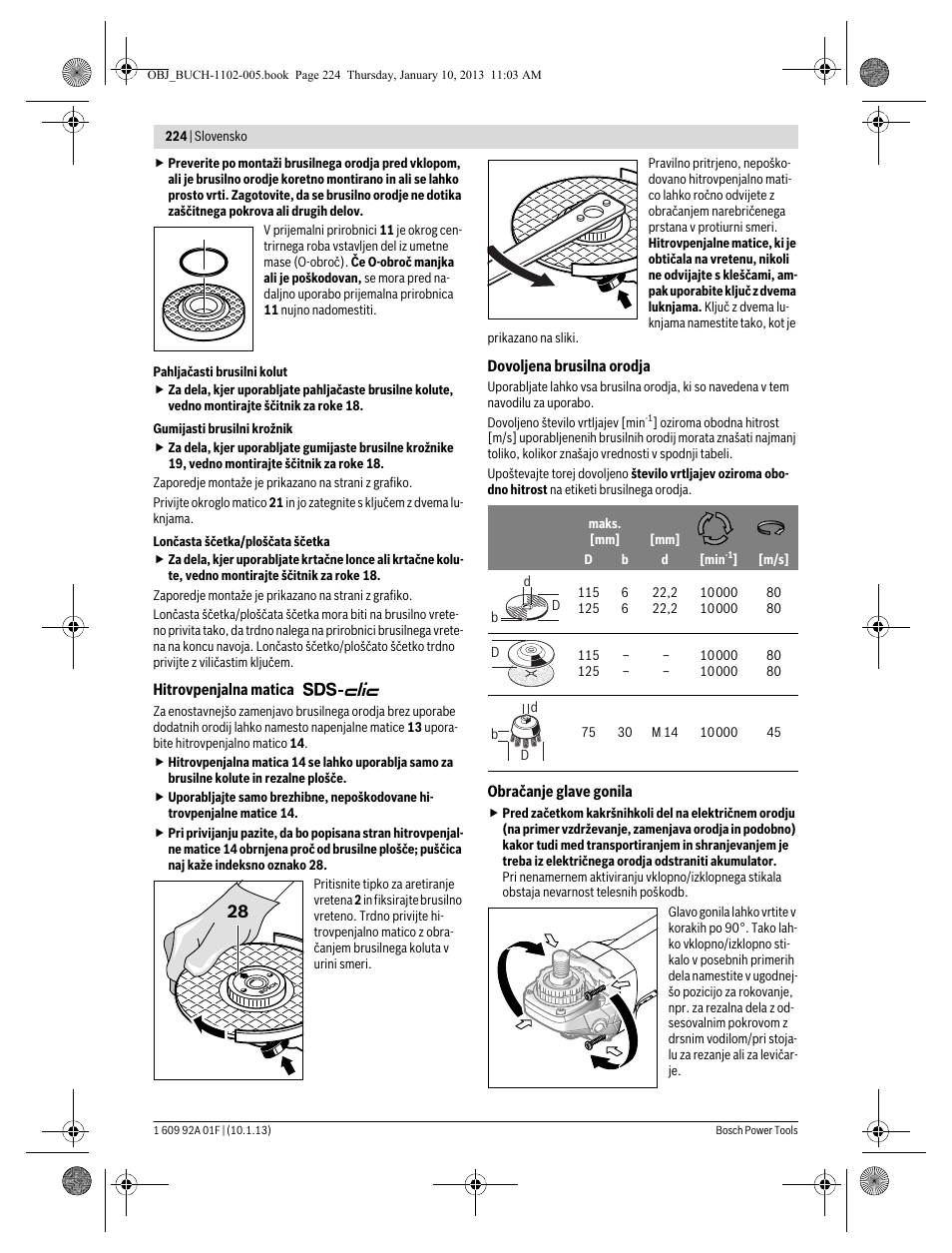 Bosch GWS 18-125 V-LI Professional User Manual | Page 223 / 285