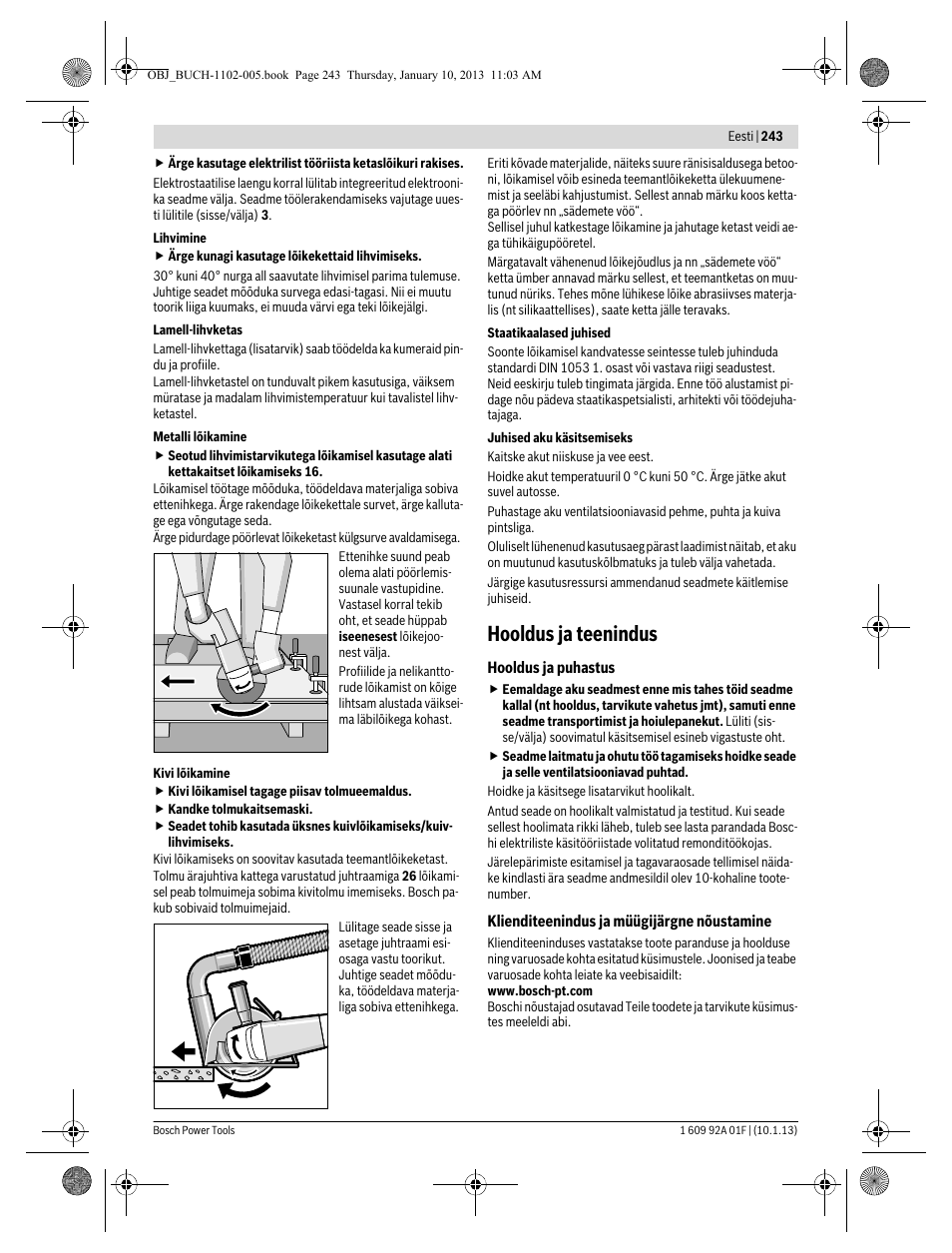 Hooldus ja teenindus | Bosch GWS 18-125 V-LI Professional User Manual | Page 242 / 285