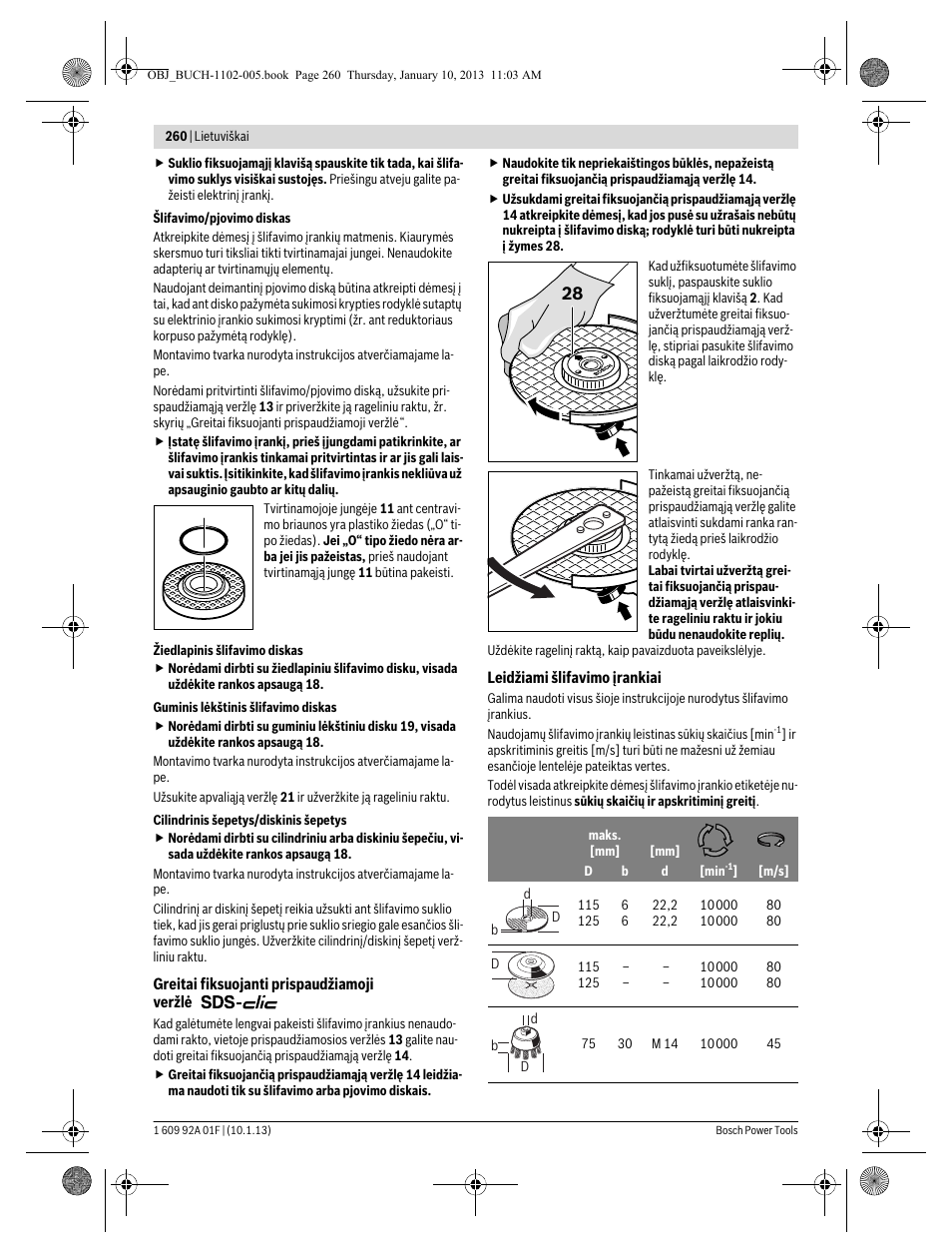 Bosch GWS 18-125 V-LI Professional User Manual | Page 259 / 285