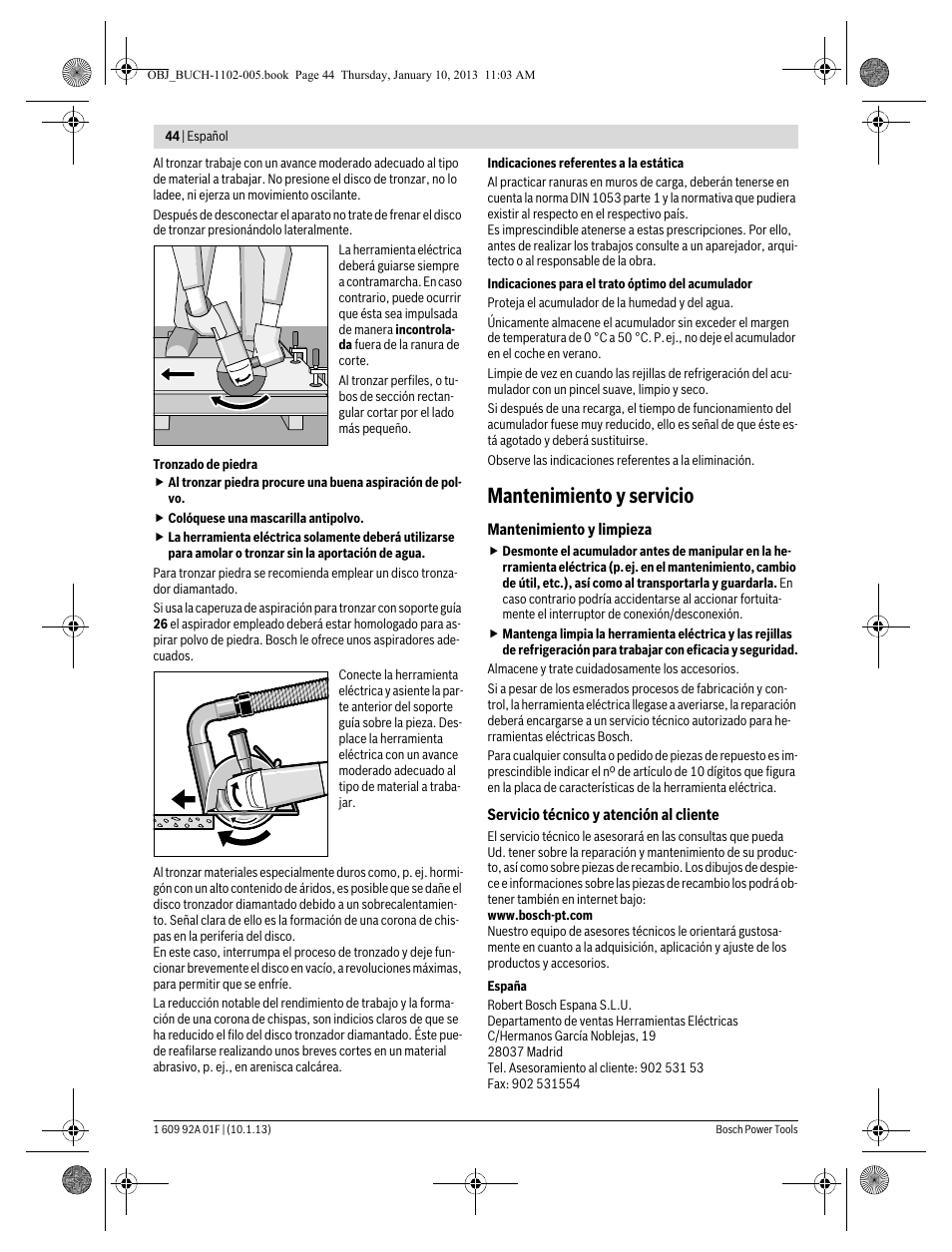 Mantenimiento y servicio | Bosch GWS 18-125 V-LI Professional User Manual | Page 43 / 285