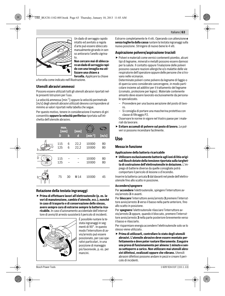 Bosch GWS 18-125 V-LI Professional User Manual | Page 62 / 285