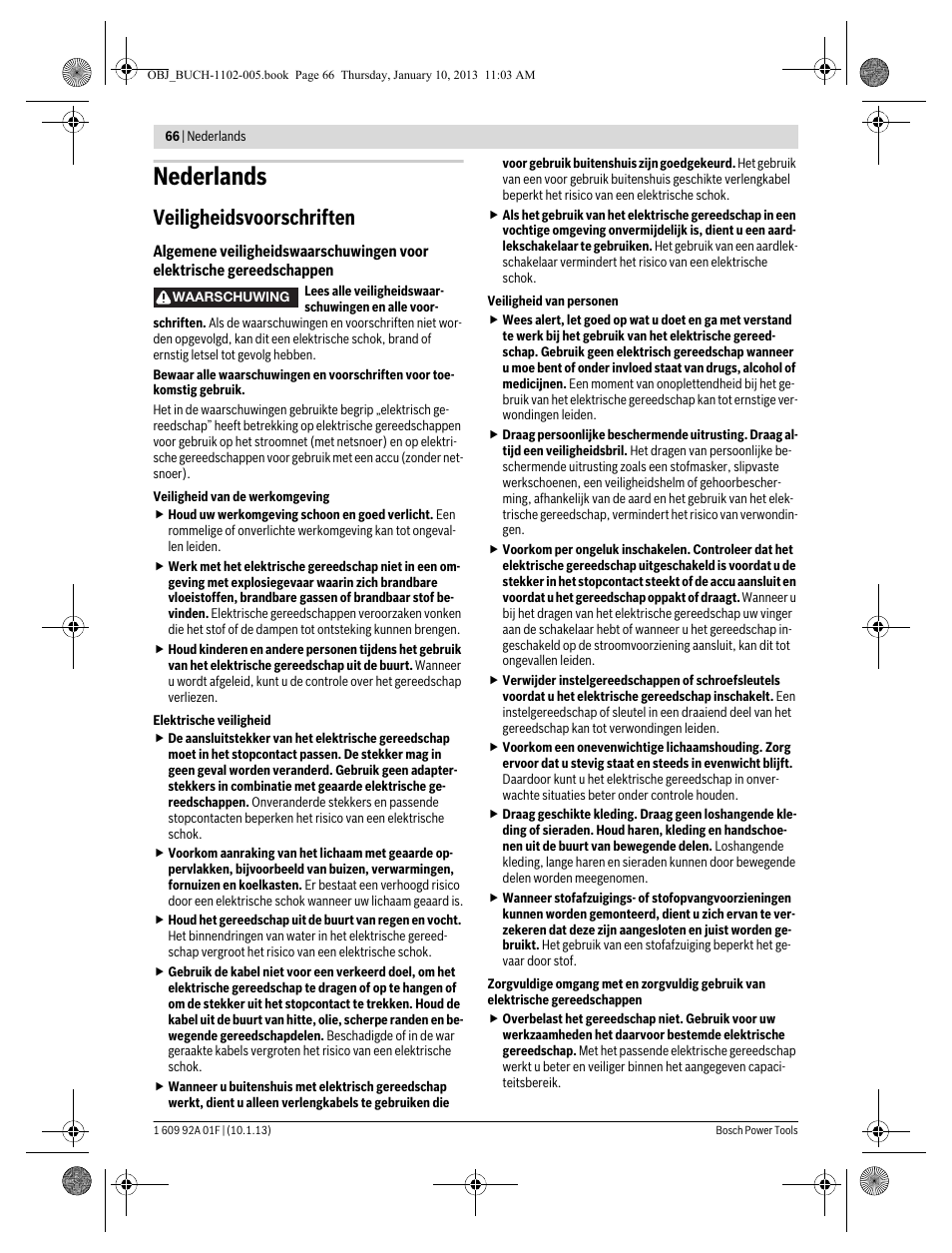 Nederlands, Veiligheidsvoorschriften | Bosch GWS 18-125 V-LI Professional User Manual | Page 65 / 285