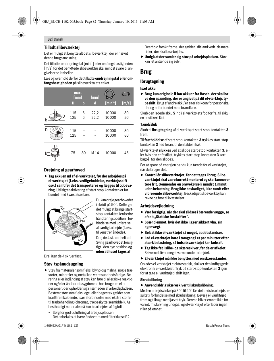 Brug | Bosch GWS 18-125 V-LI Professional User Manual | Page 81 / 285