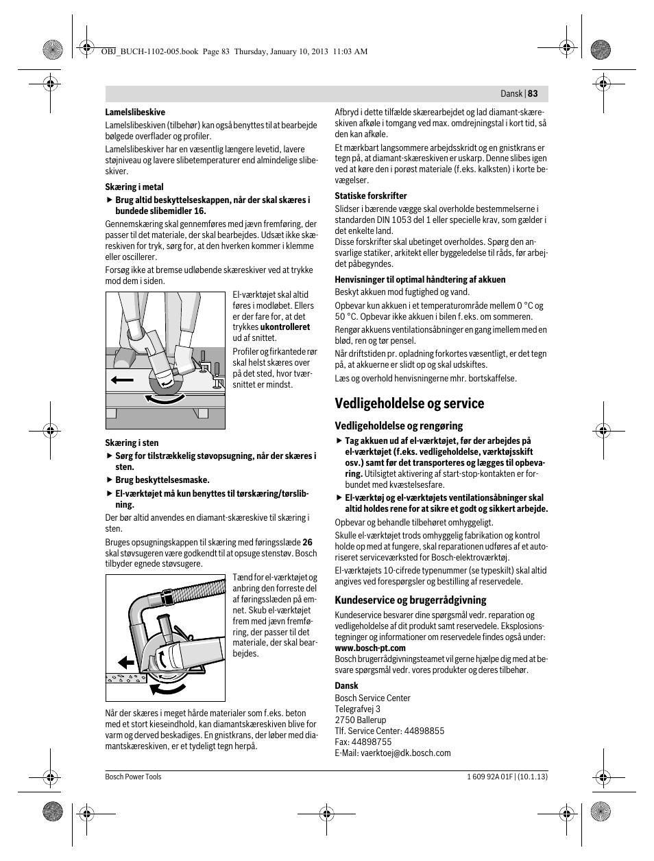 Vedligeholdelse og service | Bosch GWS 18-125 V-LI Professional User Manual | Page 82 / 285