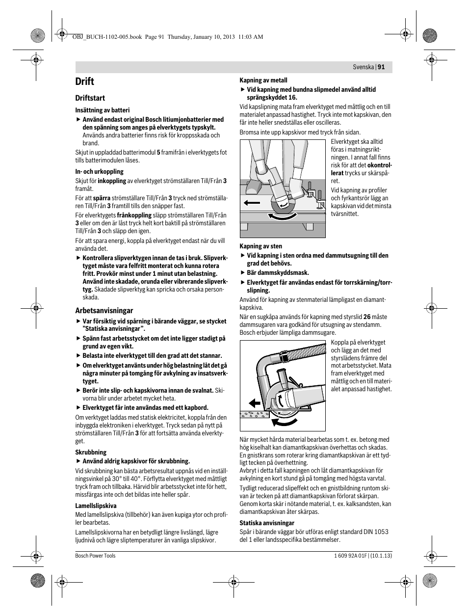 Drift | Bosch GWS 18-125 V-LI Professional User Manual | Page 90 / 285