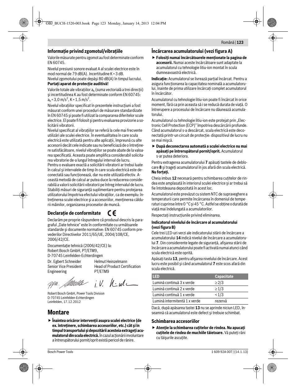 Montare | Bosch GHO 14,4 V-LI Professional User Manual | Page 123 / 180