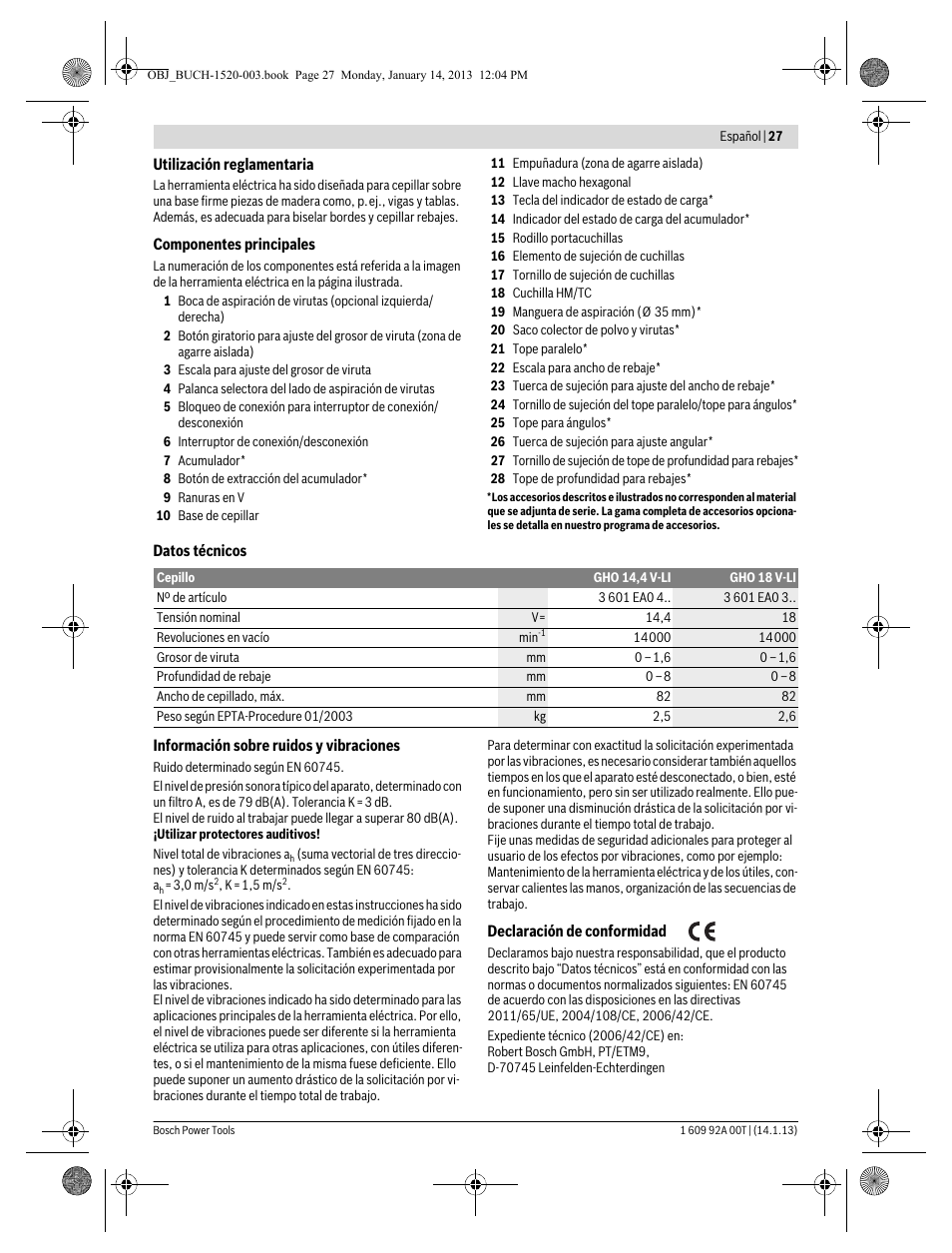 Bosch GHO 14,4 V-LI Professional User Manual | Page 27 / 180