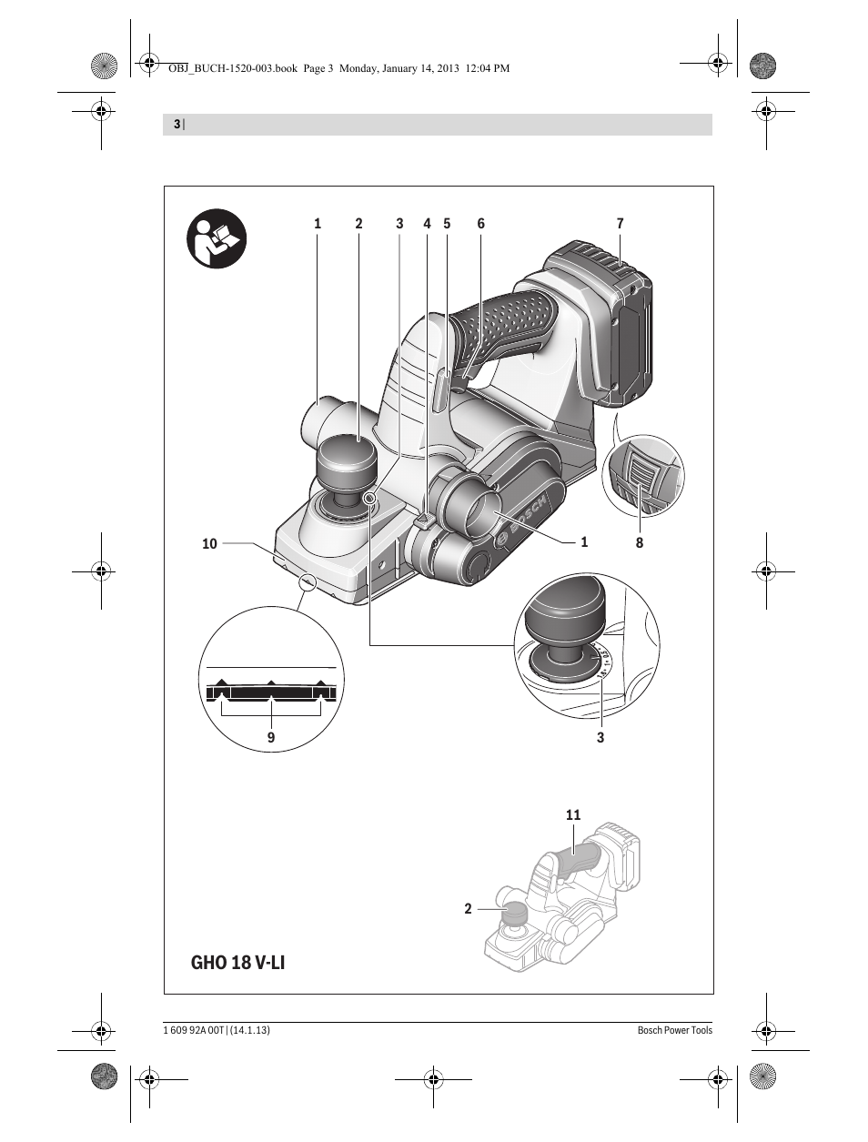 Gho 18 v-li | Bosch GHO 14,4 V-LI Professional User Manual | Page 3 / 180