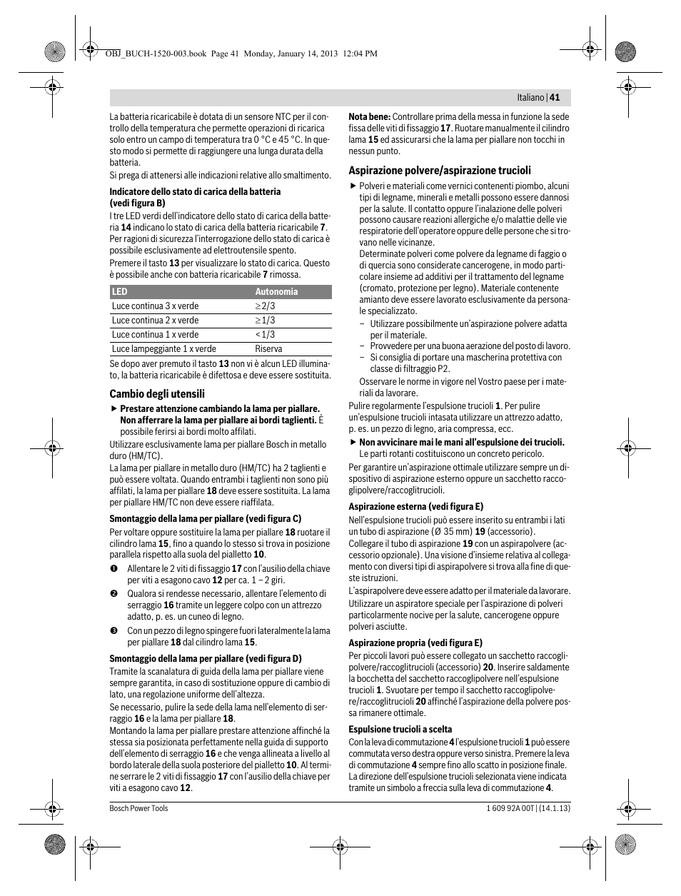 Bosch GHO 14,4 V-LI Professional User Manual | Page 41 / 180