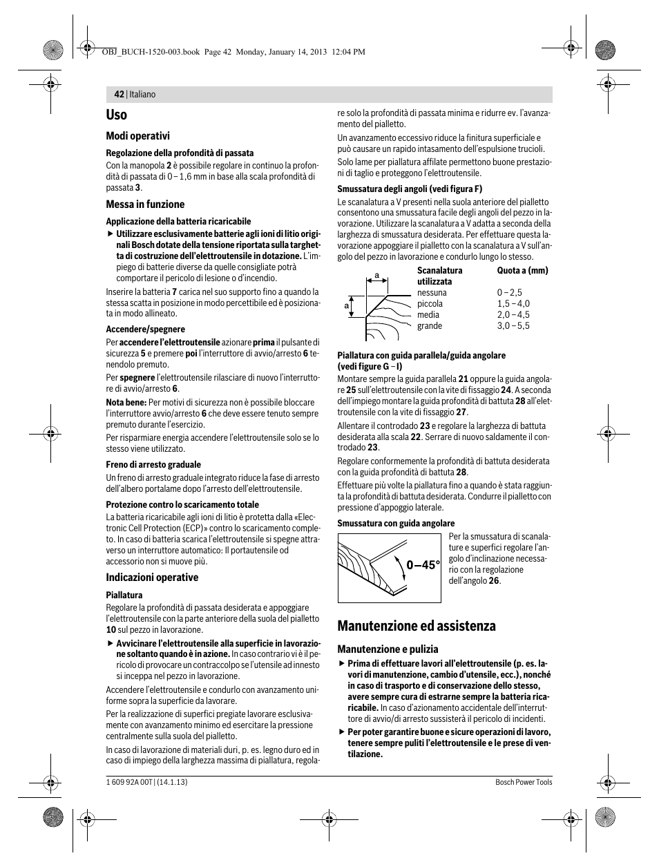 Manutenzione ed assistenza | Bosch GHO 14,4 V-LI Professional User Manual | Page 42 / 180