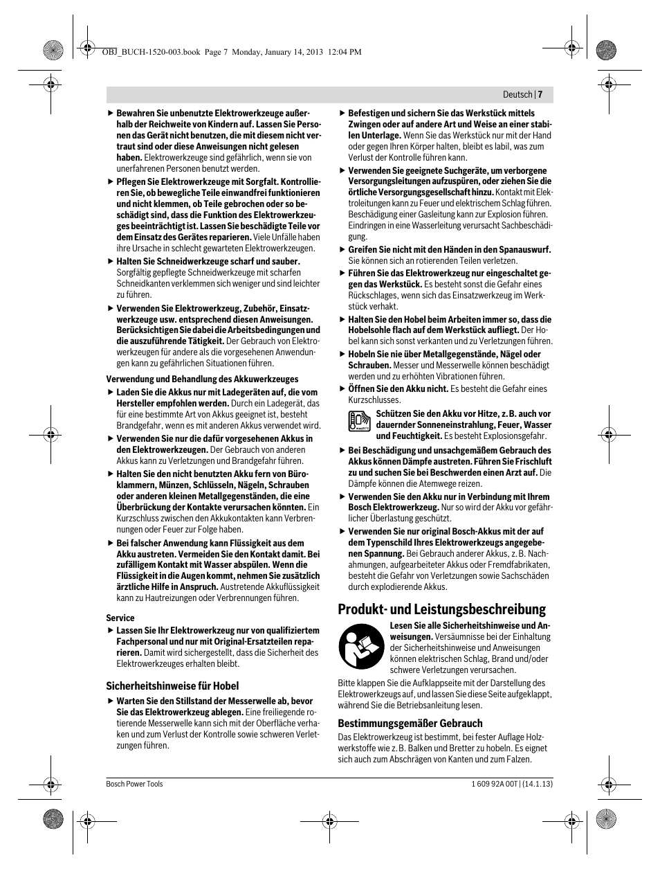 Produkt- und leistungsbeschreibung | Bosch GHO 14,4 V-LI Professional User Manual | Page 7 / 180