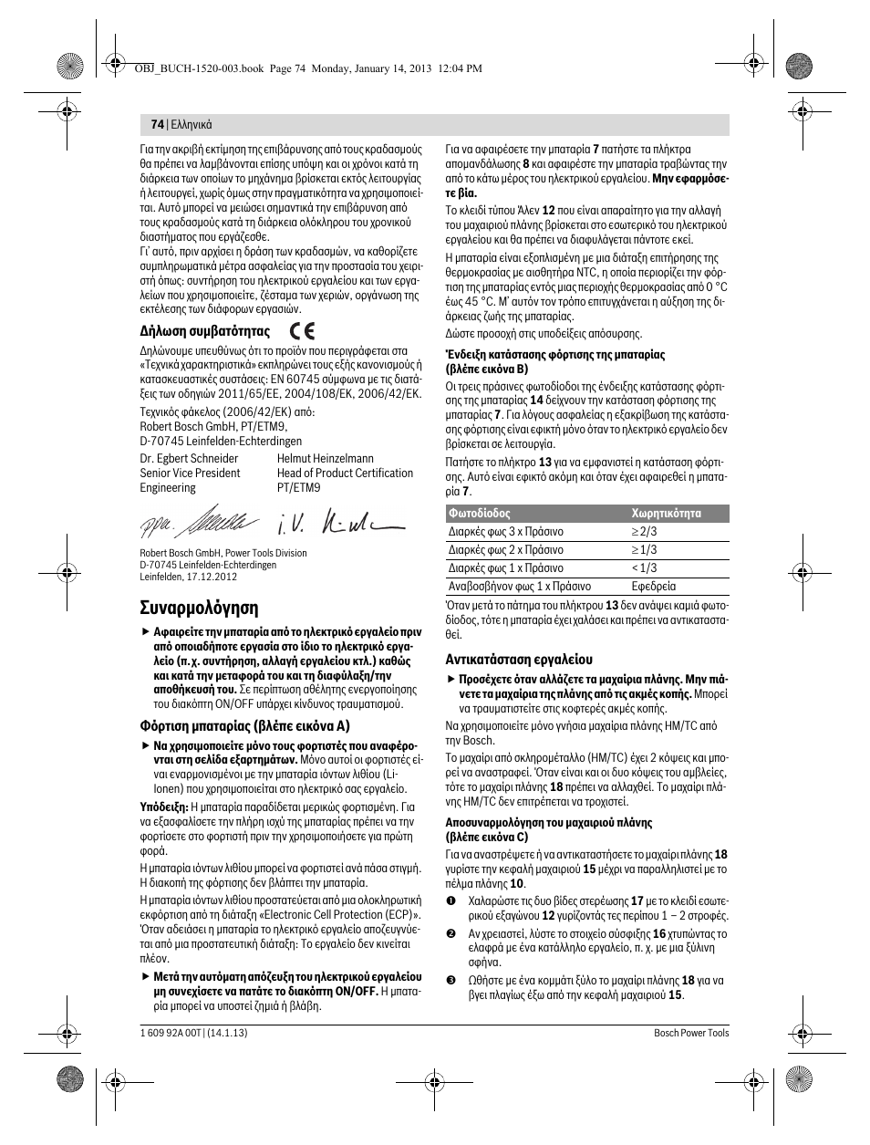 Συναρμολόγηση | Bosch GHO 14,4 V-LI Professional User Manual | Page 74 / 180