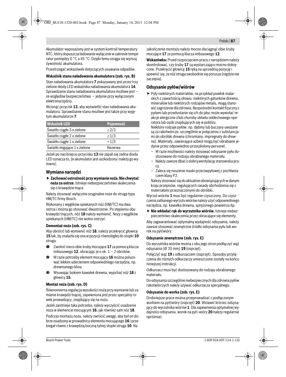 Bosch GHO 14,4 V-LI Professional User Manual | Page 87 / 180