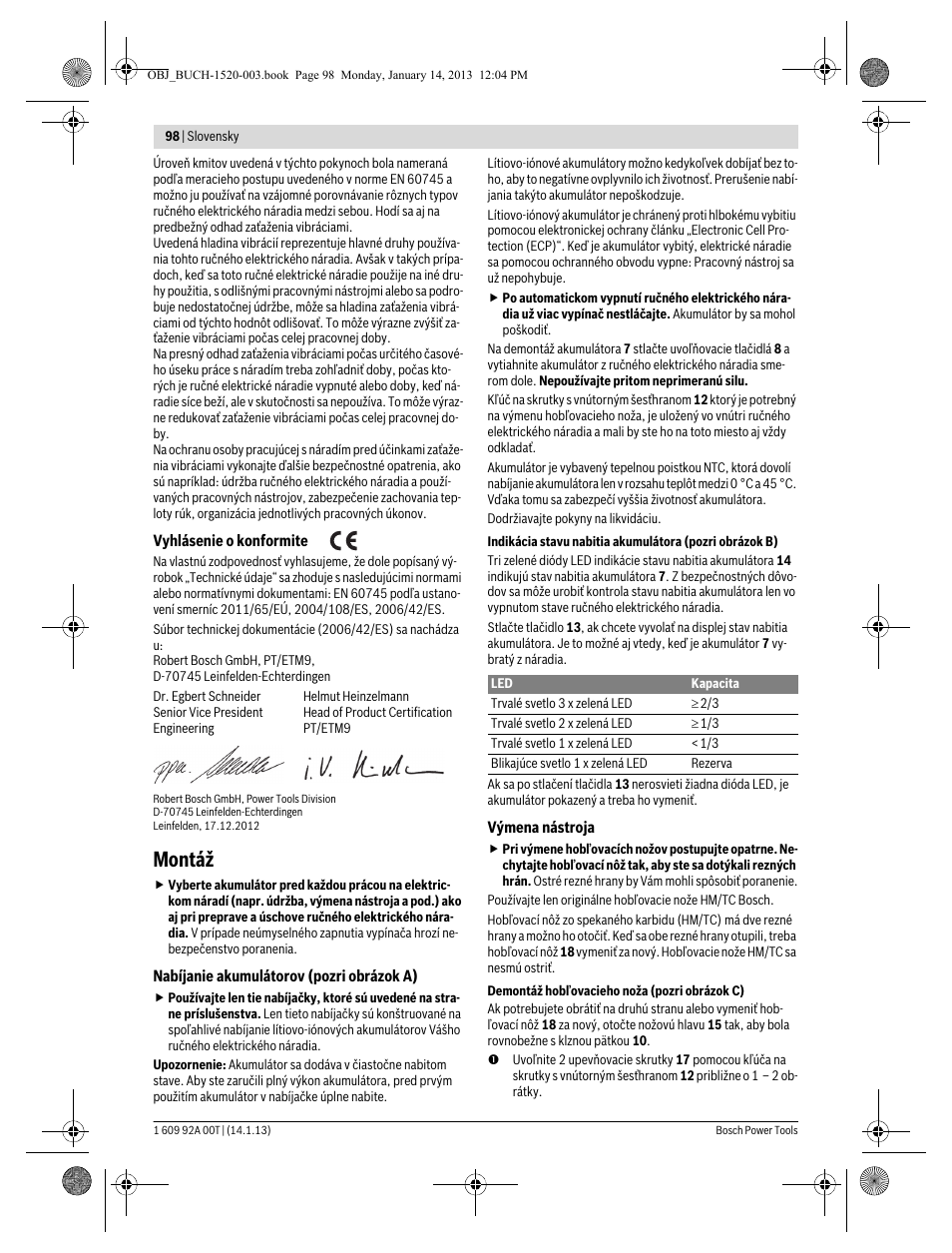 Montáž | Bosch GHO 14,4 V-LI Professional User Manual | Page 98 / 180