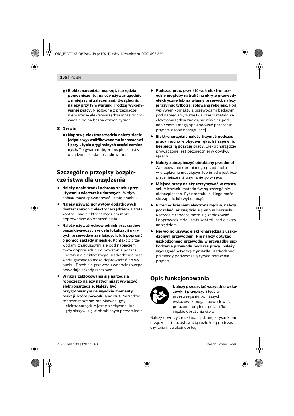 Opis funkcjonowania | Bosch GSB 13 RE Professional User Manual | Page 106 / 210