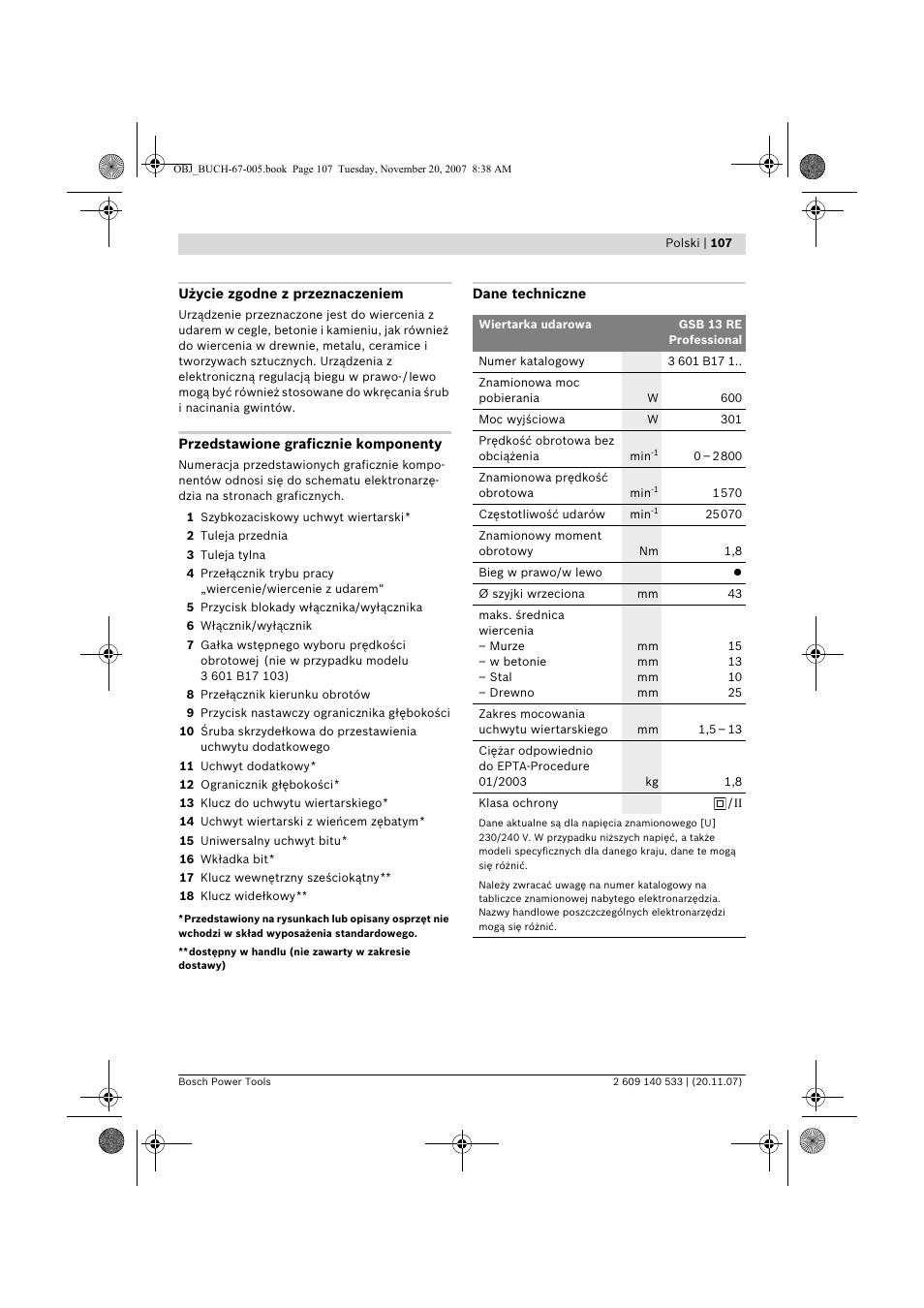 Bosch GSB 13 RE Professional User Manual | Page 107 / 210