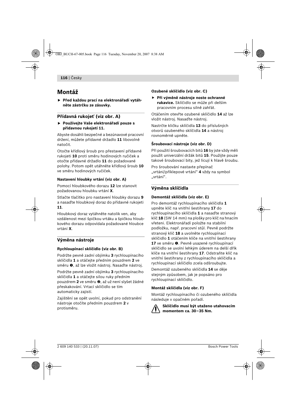 Montáž | Bosch GSB 13 RE Professional User Manual | Page 116 / 210