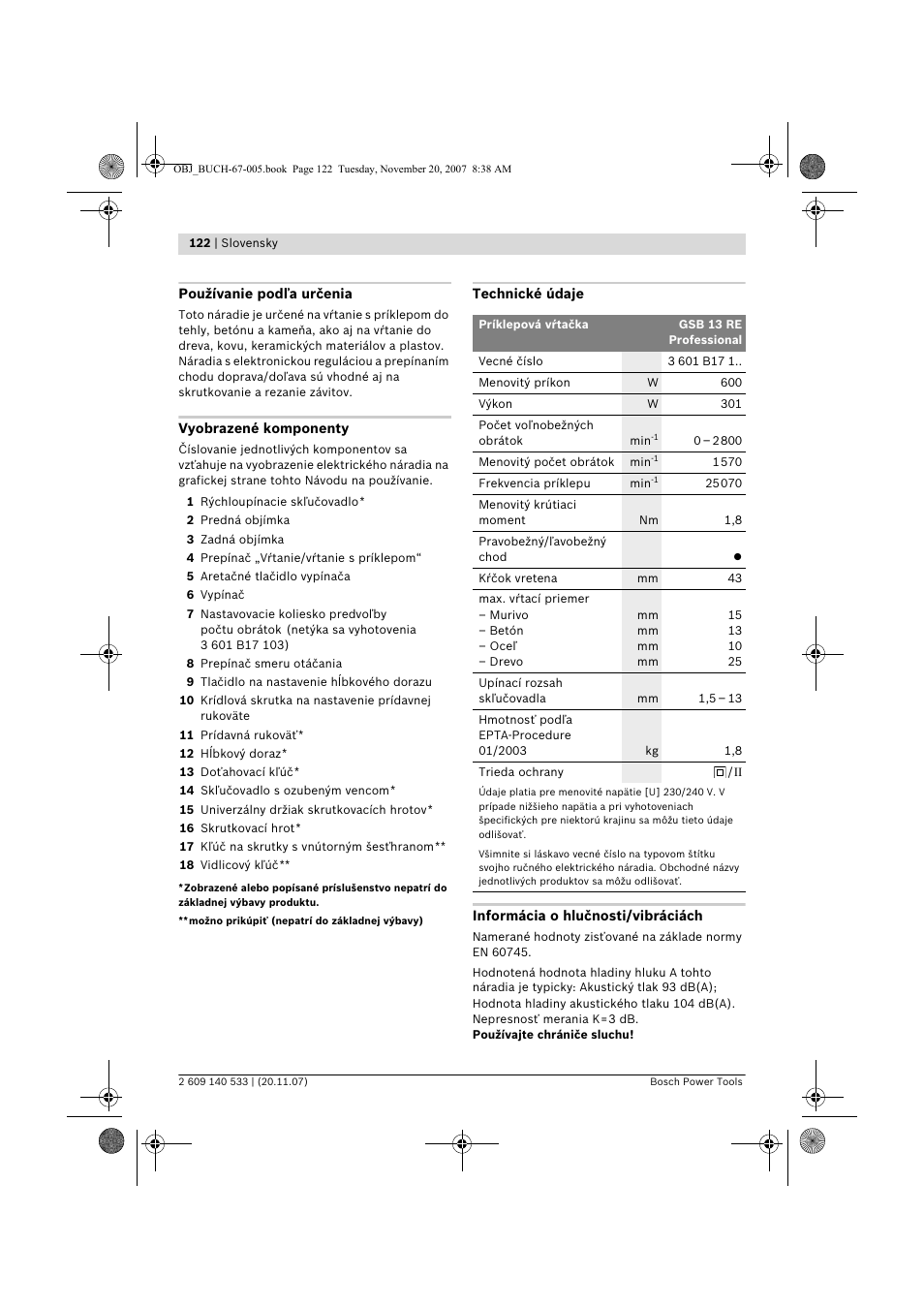 Bosch GSB 13 RE Professional User Manual | Page 122 / 210