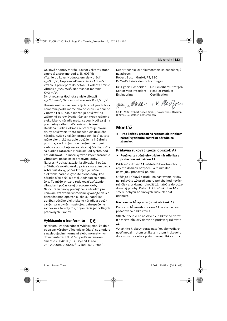 Montáž | Bosch GSB 13 RE Professional User Manual | Page 123 / 210