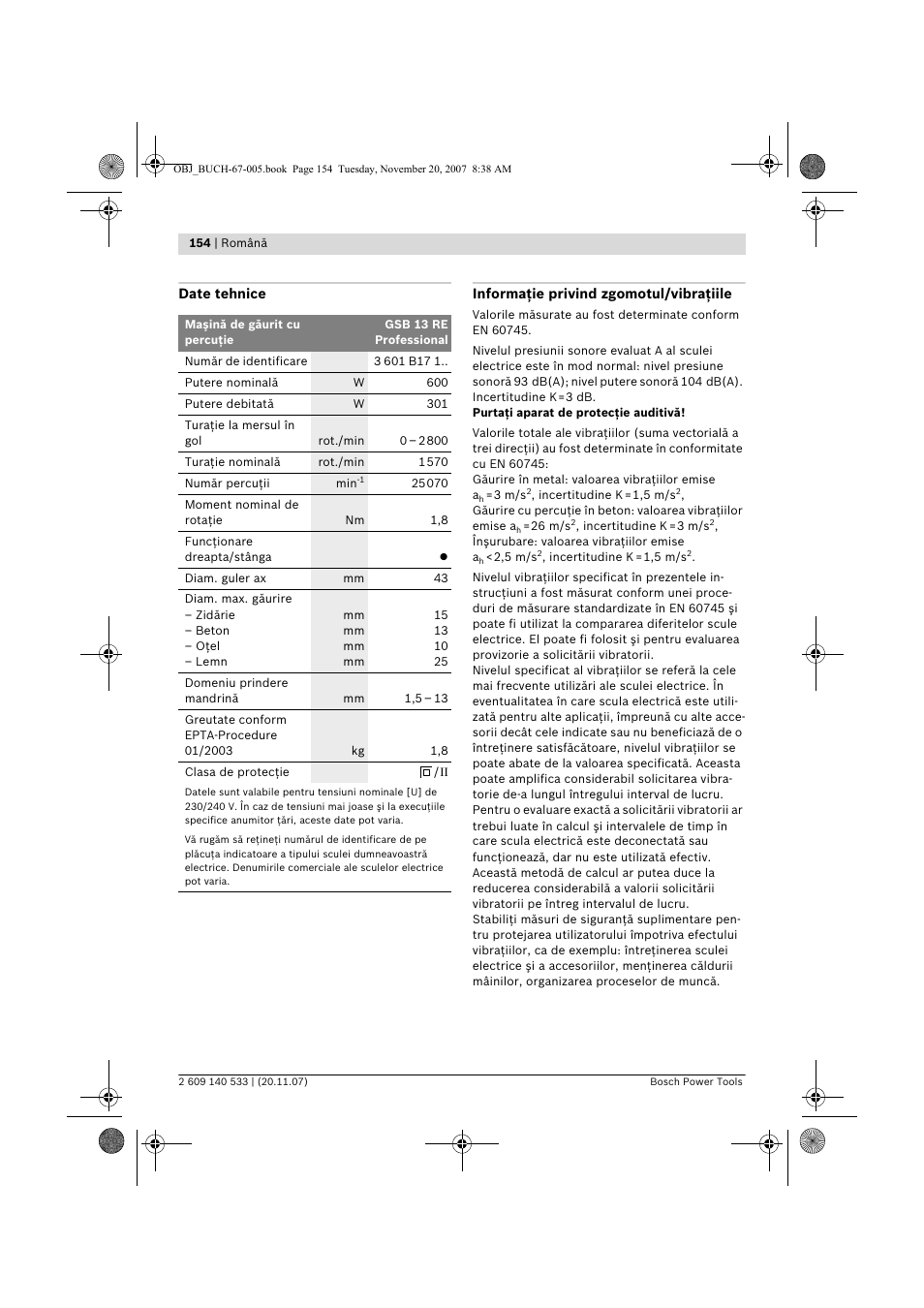 Bosch GSB 13 RE Professional User Manual | Page 154 / 210