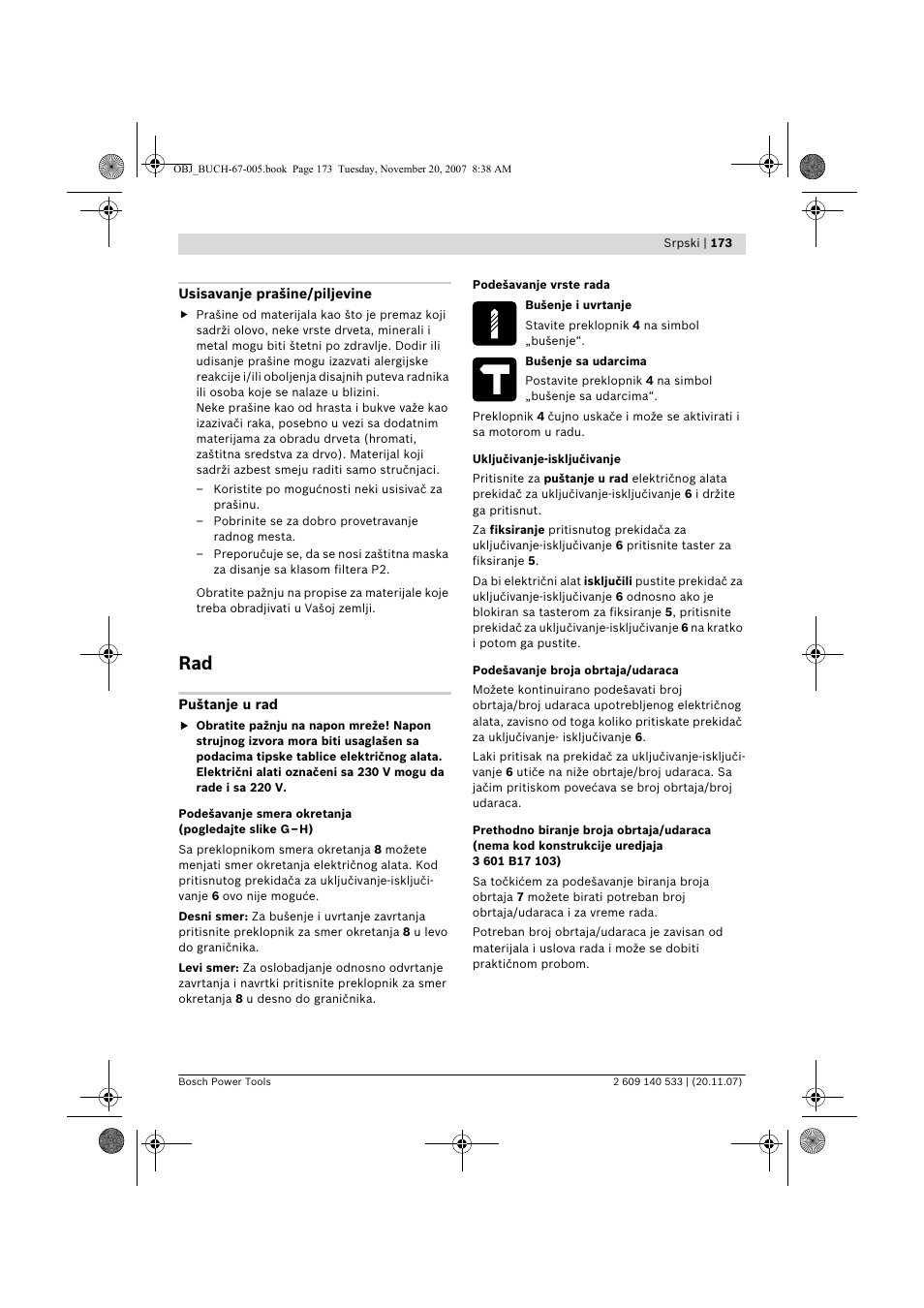 Bosch GSB 13 RE Professional User Manual | Page 173 / 210