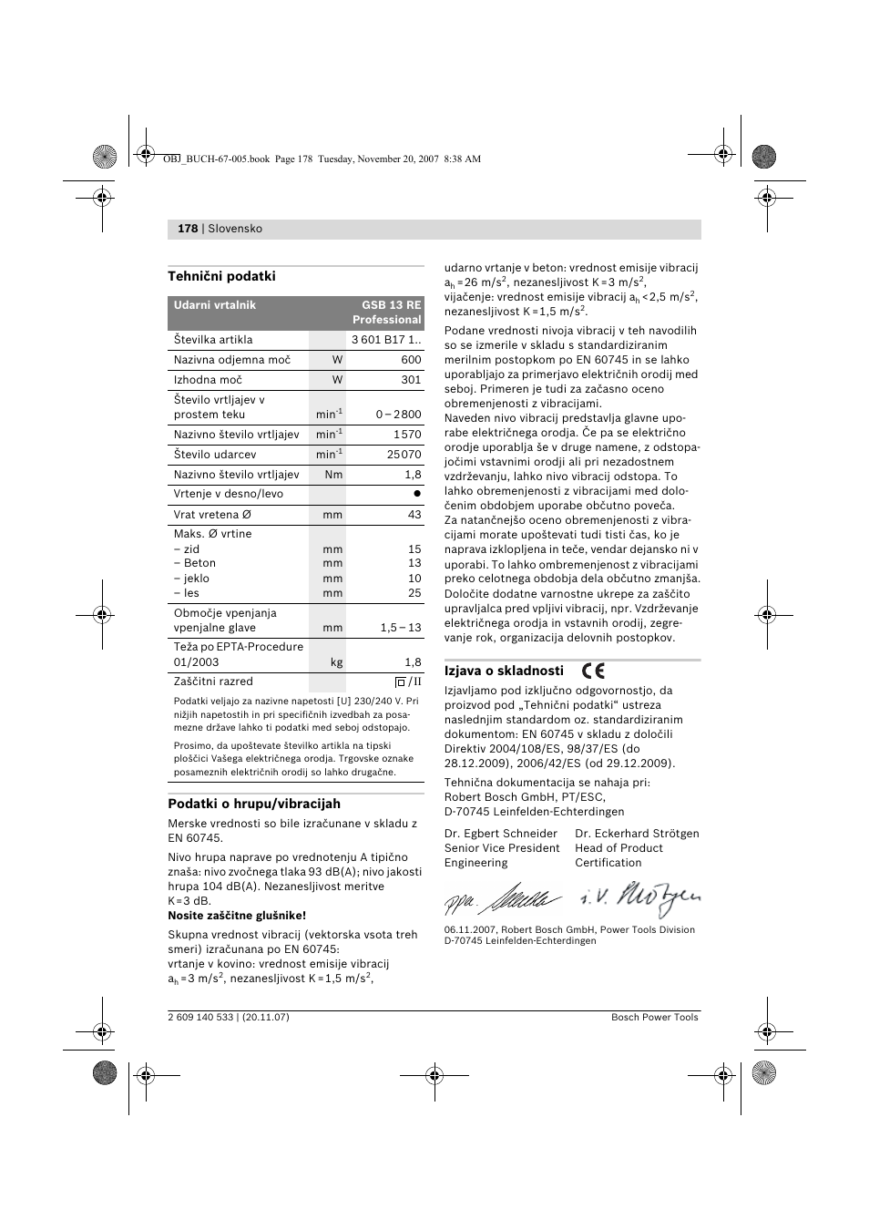 Bosch GSB 13 RE Professional User Manual | Page 178 / 210