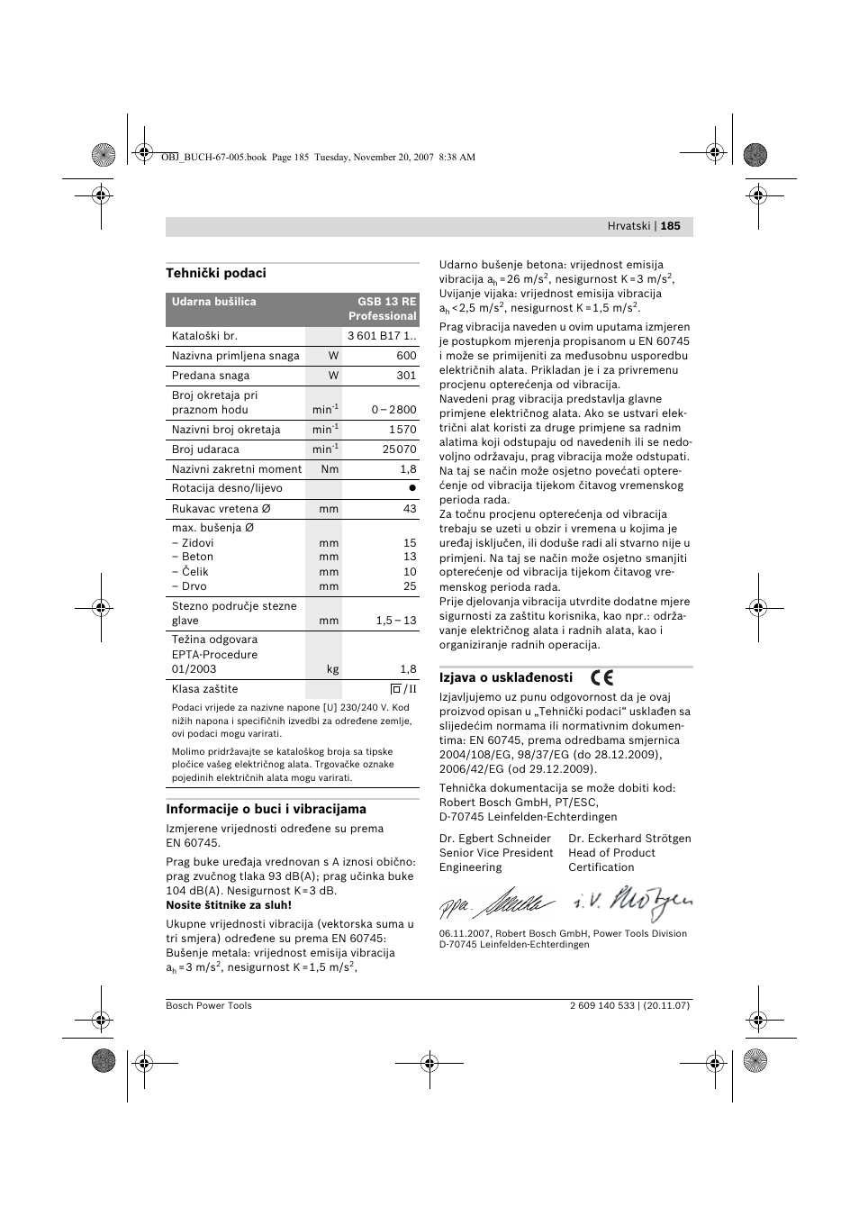 Bosch GSB 13 RE Professional User Manual | Page 185 / 210