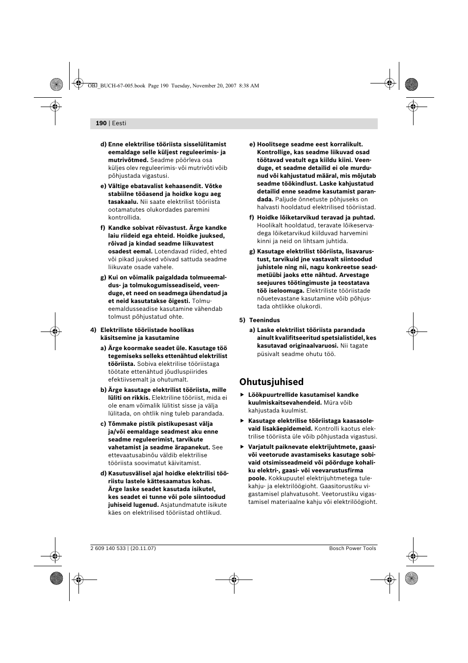 Ohutusjuhised | Bosch GSB 13 RE Professional User Manual | Page 190 / 210