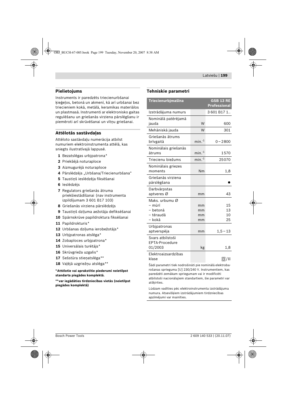 Bosch GSB 13 RE Professional User Manual | Page 199 / 210