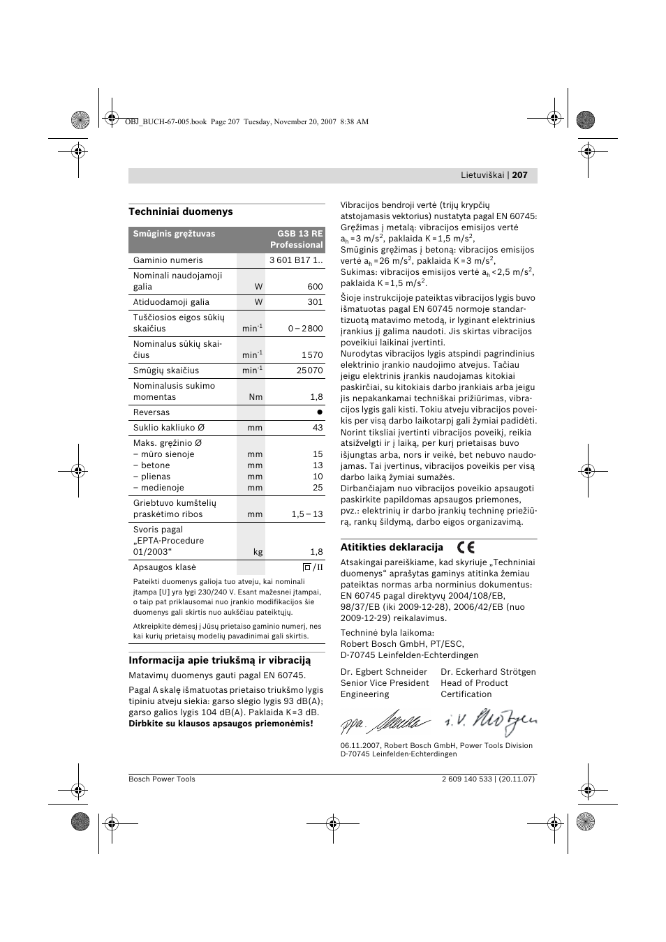 Bosch GSB 13 RE Professional User Manual | Page 207 / 210