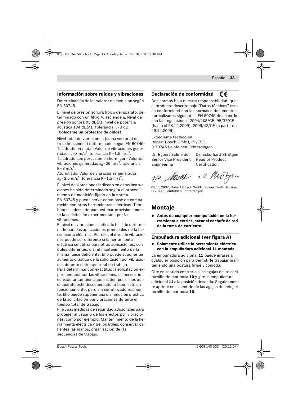 Montaje | Bosch GSB 13 RE Professional User Manual | Page 33 / 210