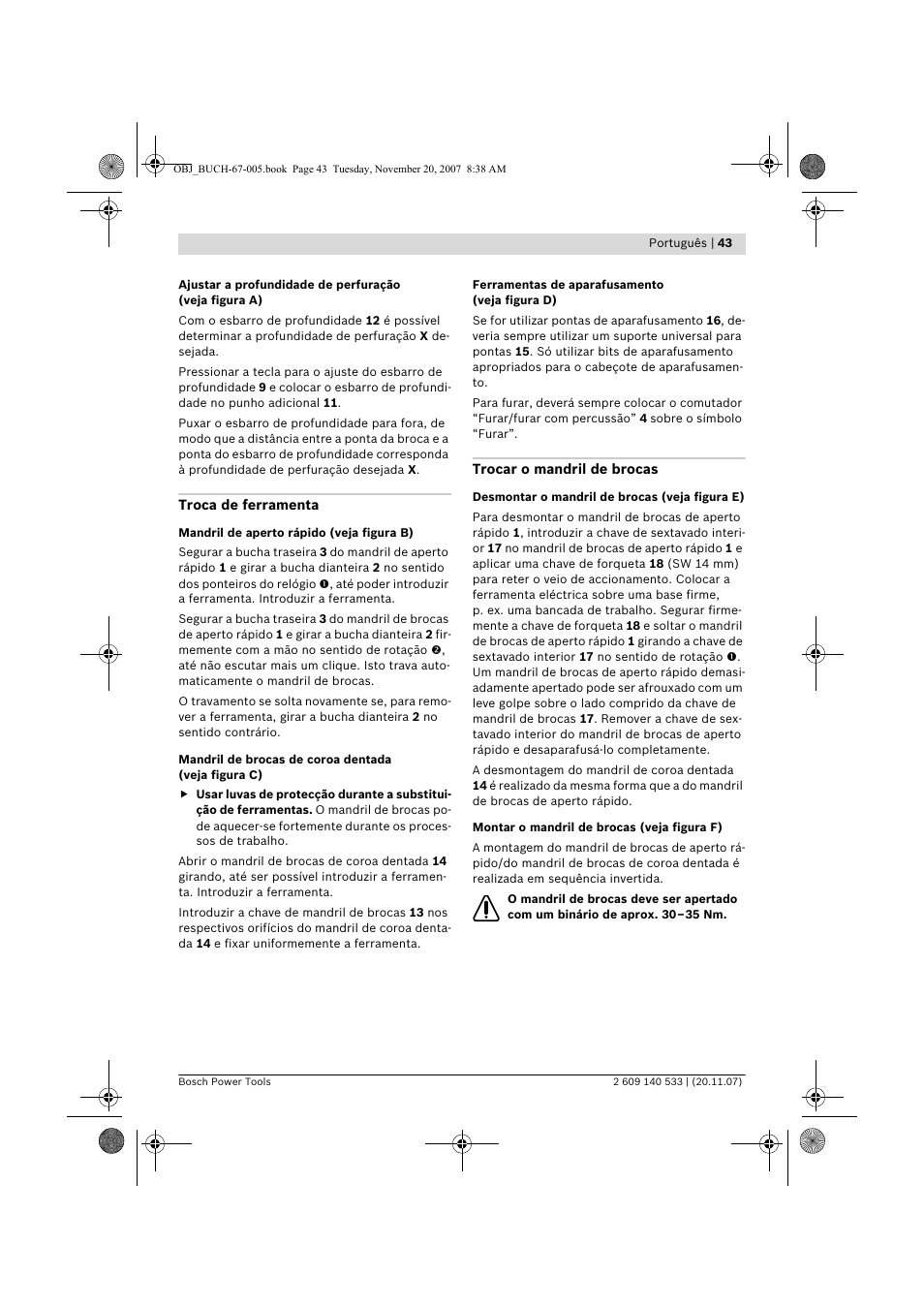 Bosch GSB 13 RE Professional User Manual | Page 43 / 210