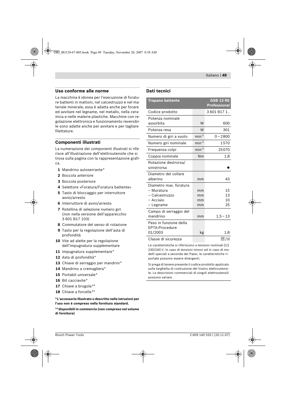 Bosch GSB 13 RE Professional User Manual | Page 49 / 210