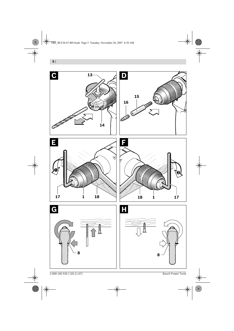Bosch GSB 13 RE Professional User Manual | Page 5 / 210