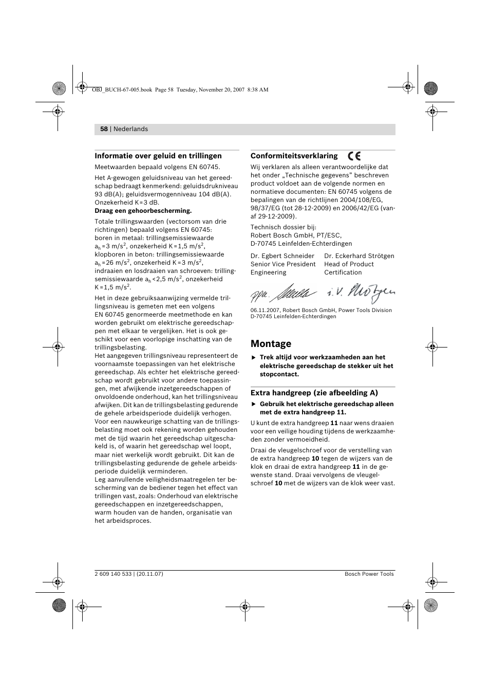 Montage | Bosch GSB 13 RE Professional User Manual | Page 58 / 210