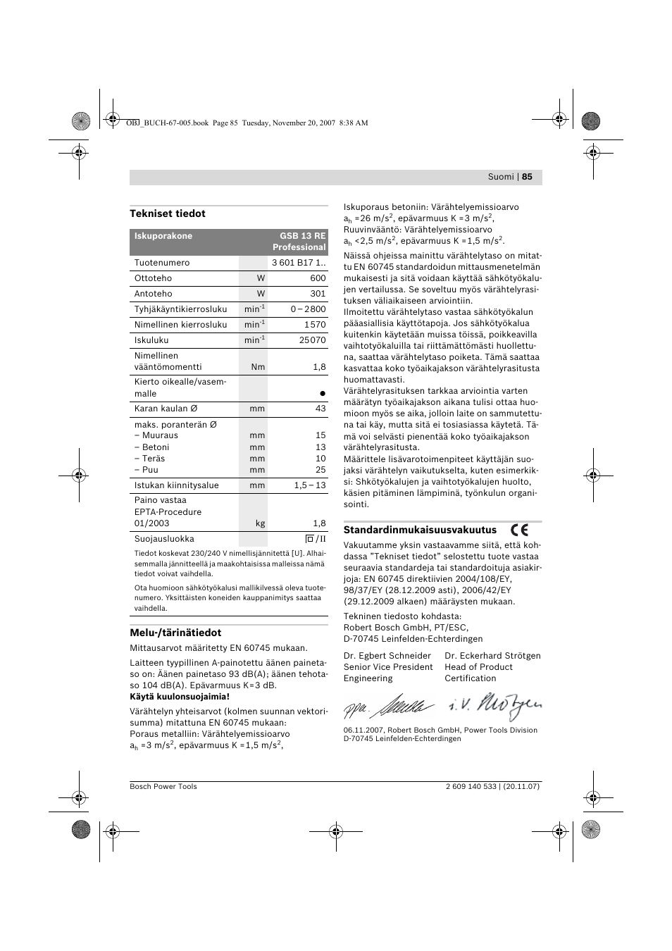 Bosch GSB 13 RE Professional User Manual | Page 85 / 210