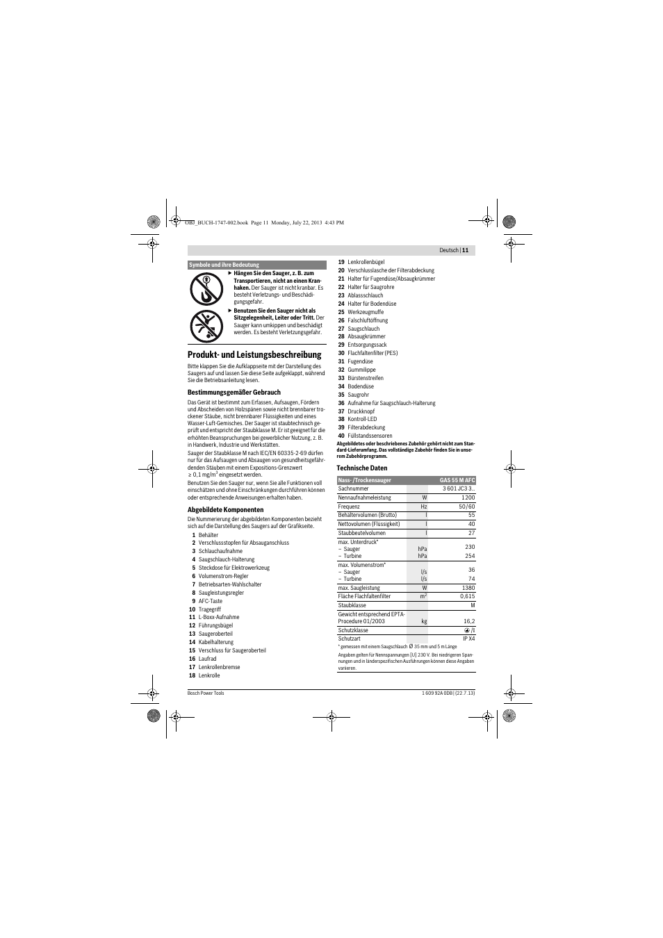 Produkt- und leistungsbeschreibung | Bosch GAS 55 M AFC Professional User Manual | Page 11 / 264