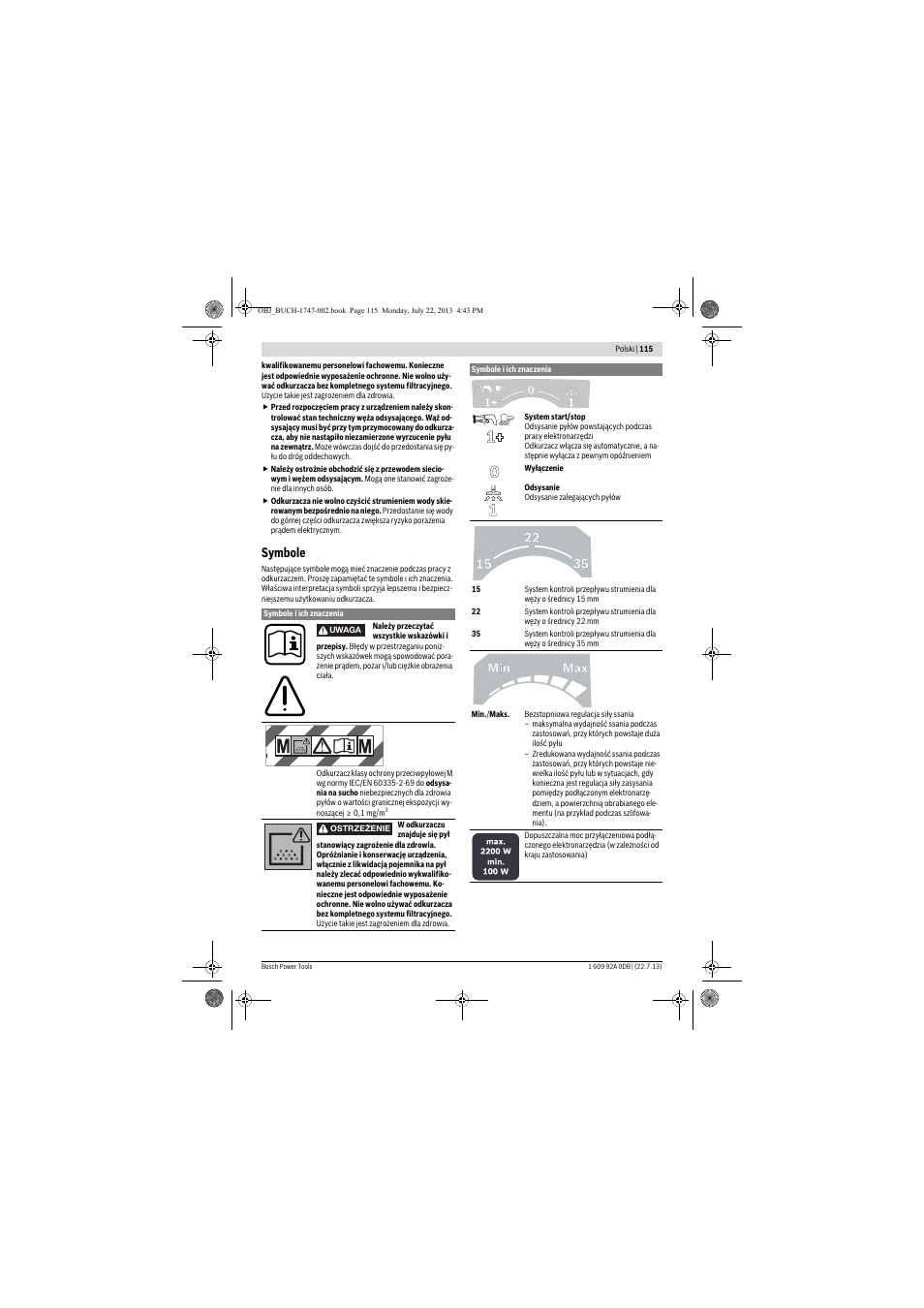 Symbole | Bosch GAS 55 M AFC Professional User Manual | Page 115 / 264