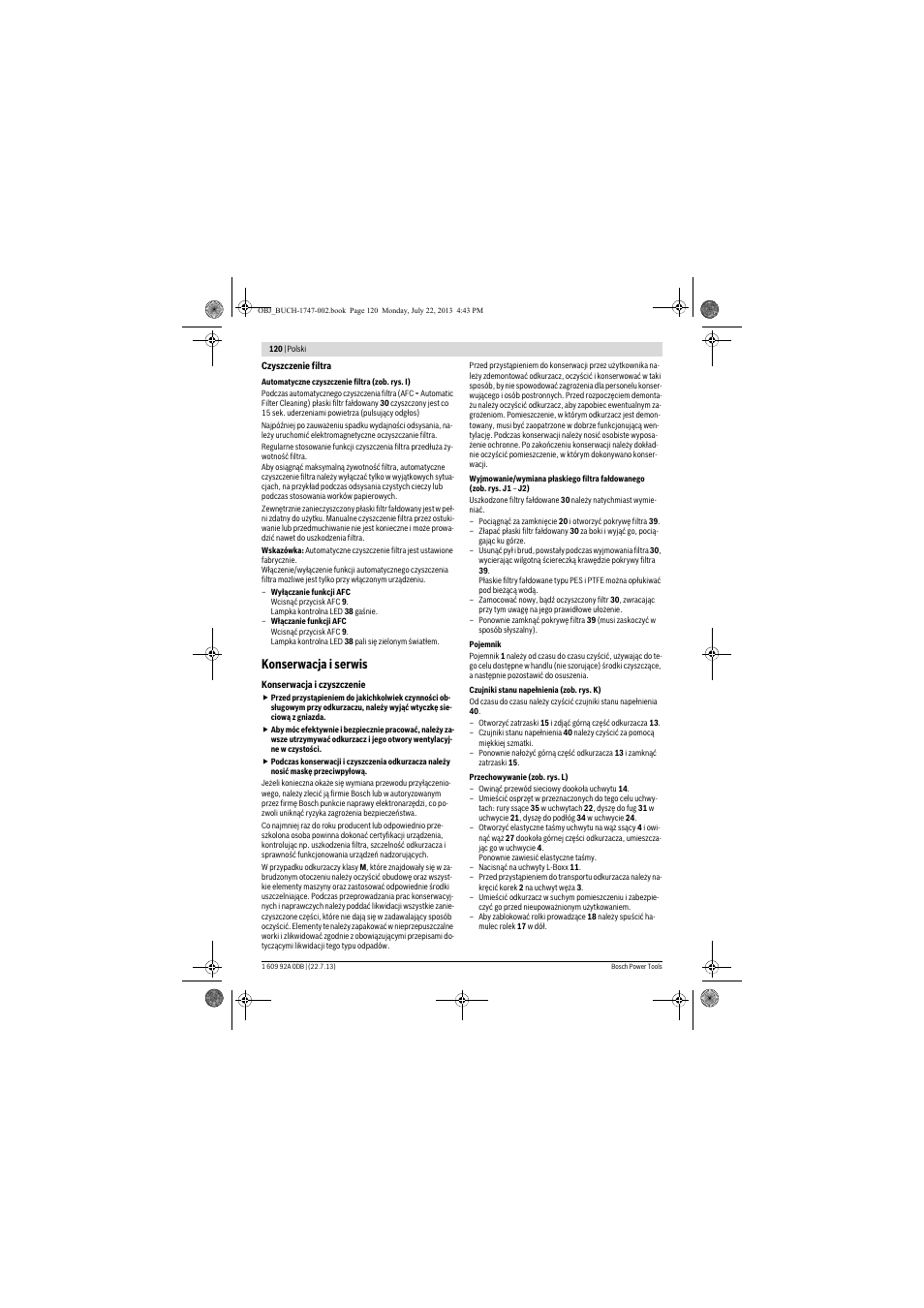 Konserwacja i serwis | Bosch GAS 55 M AFC Professional User Manual | Page 120 / 264