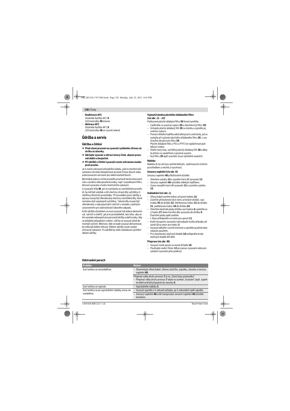 Údržba a servis | Bosch GAS 55 M AFC Professional User Manual | Page 128 / 264