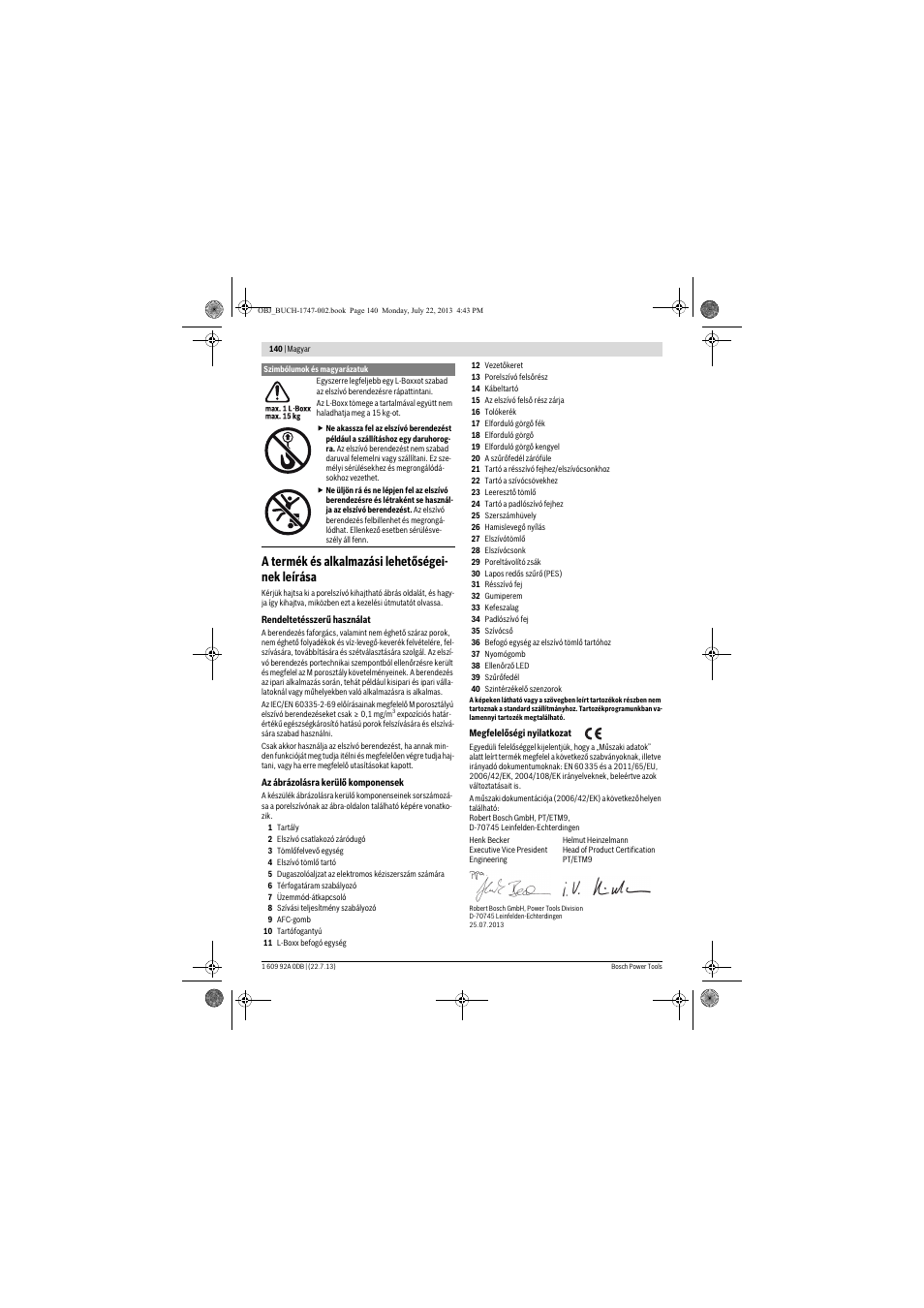 A termék és alkalmazási lehetőségei- nek leírása | Bosch GAS 55 M AFC Professional User Manual | Page 140 / 264